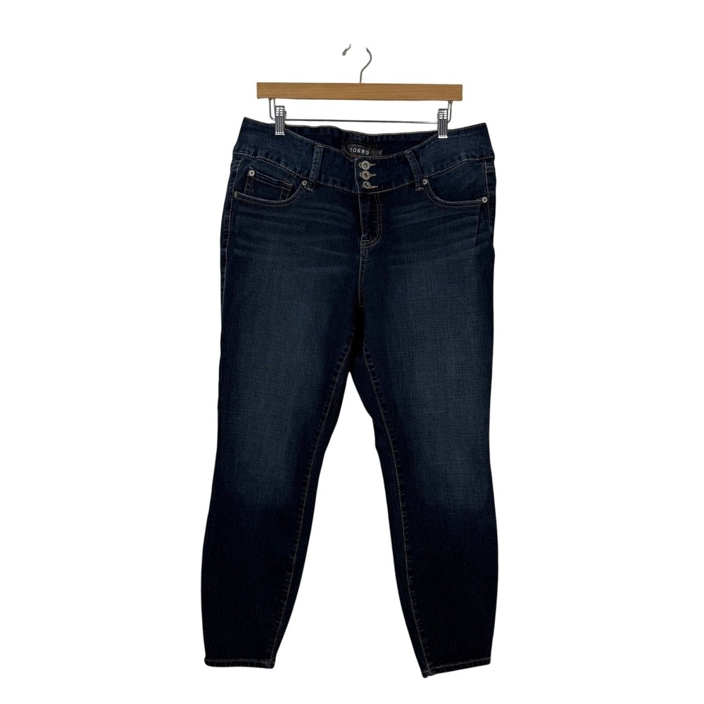 Torrid Skinny Jeans Women's Size 16R Blue Denim Mid Rise Stretch Faded Jeggings‎